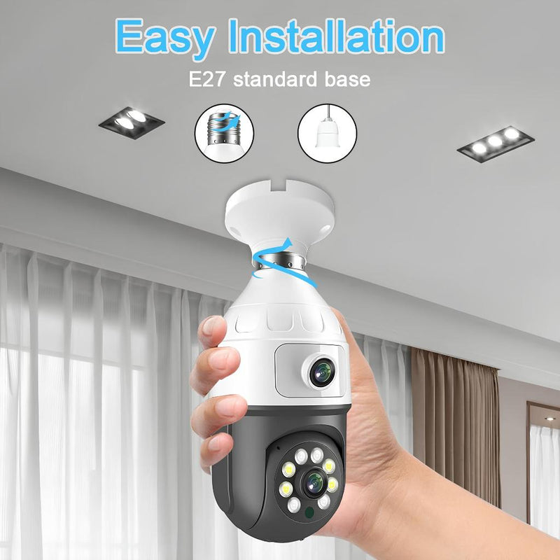 Smart Auto Tracking Home Security Câmera de CCTV IP PTZ, lente dupla, WiFi, 1080P Sem, WiFi, CCTV, E9, ICSEE