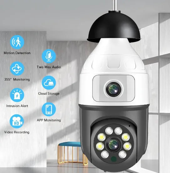 Smart Auto Tracking Home Security Câmera de CCTV IP PTZ, lente dupla, WiFi, 1080P Sem, WiFi, CCTV, E9, ICSEE