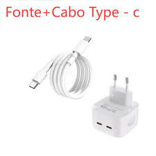 Carregador Completo IPhone 2 Entrada Tipo C 35w + Cabo Lightning Fonte Turbo Tomada Cabo USB-C Adaptador Para iPhone