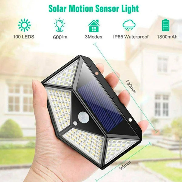 Luminária/Luz/Luz de Emergência pra Parede c/ Placa Solar 100 Led Sensor de Presença Com 3 Funções-ENVIO IMEDIATO P/ TODO BRASIL